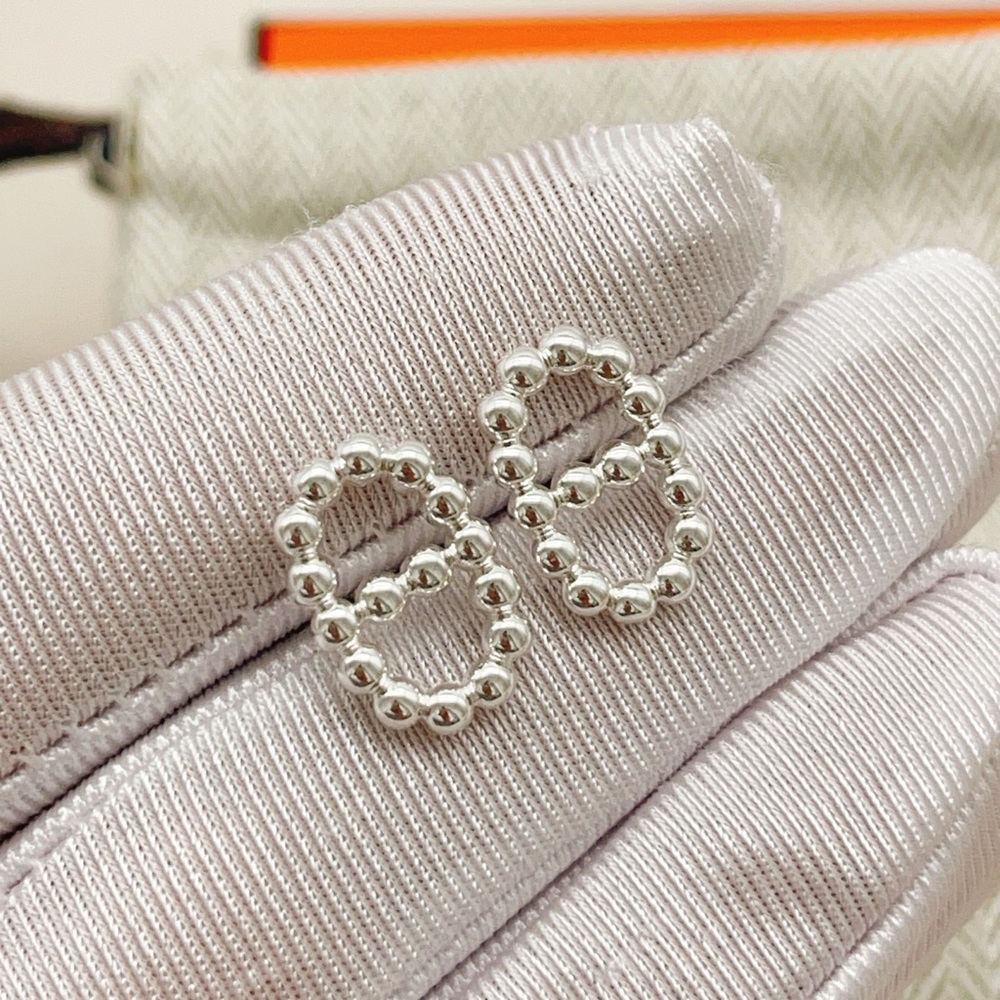 Hermes Mini Chaine d'Ancre Silver Stud Earrings